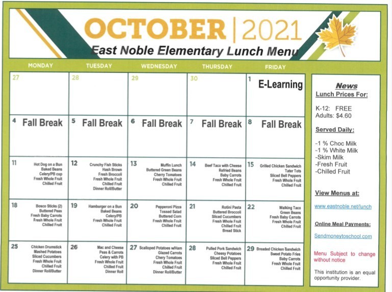 Oct Menu