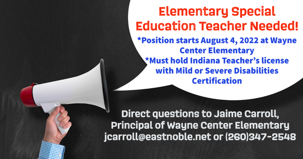 WC Special Education Teacher Needed
