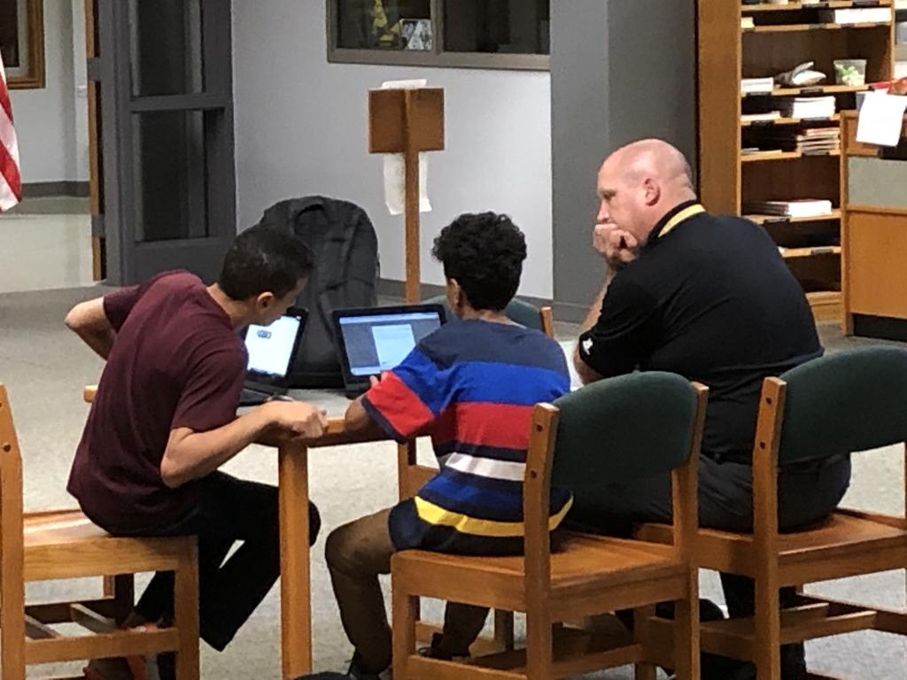 Mr. Swartz working with students 